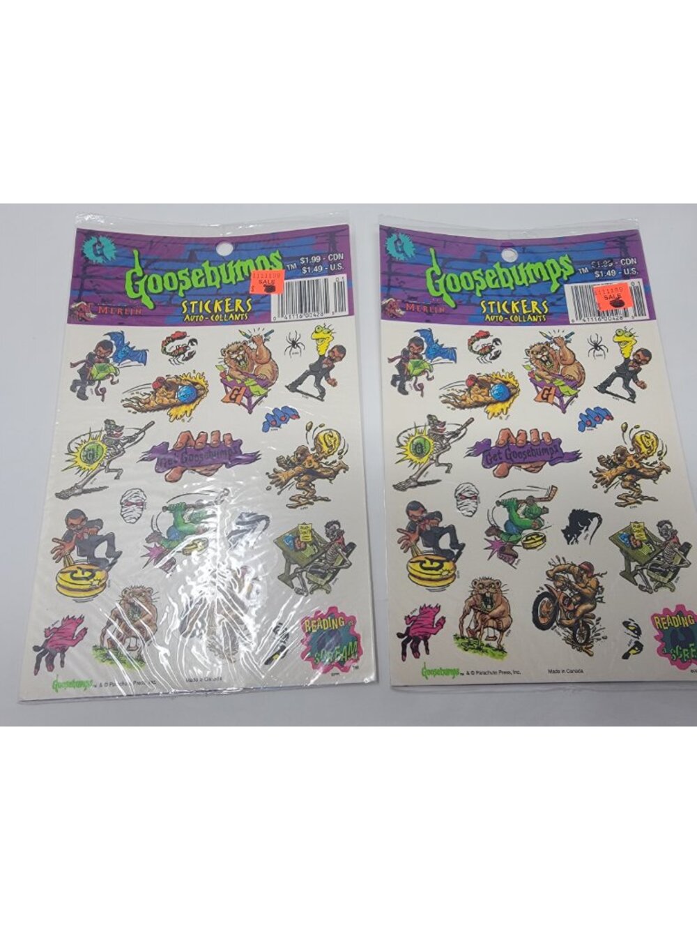 Vintage 90s Goosebumps Sticker Sheets Lot of 2 Sealed Rare Canada